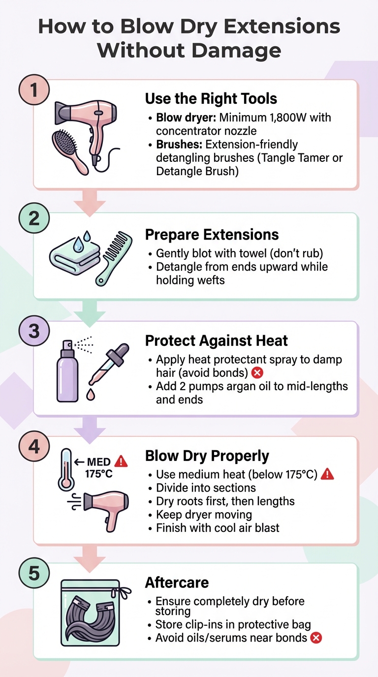 5-Step Guide to Blow Drying Hair Extensions Without Damage