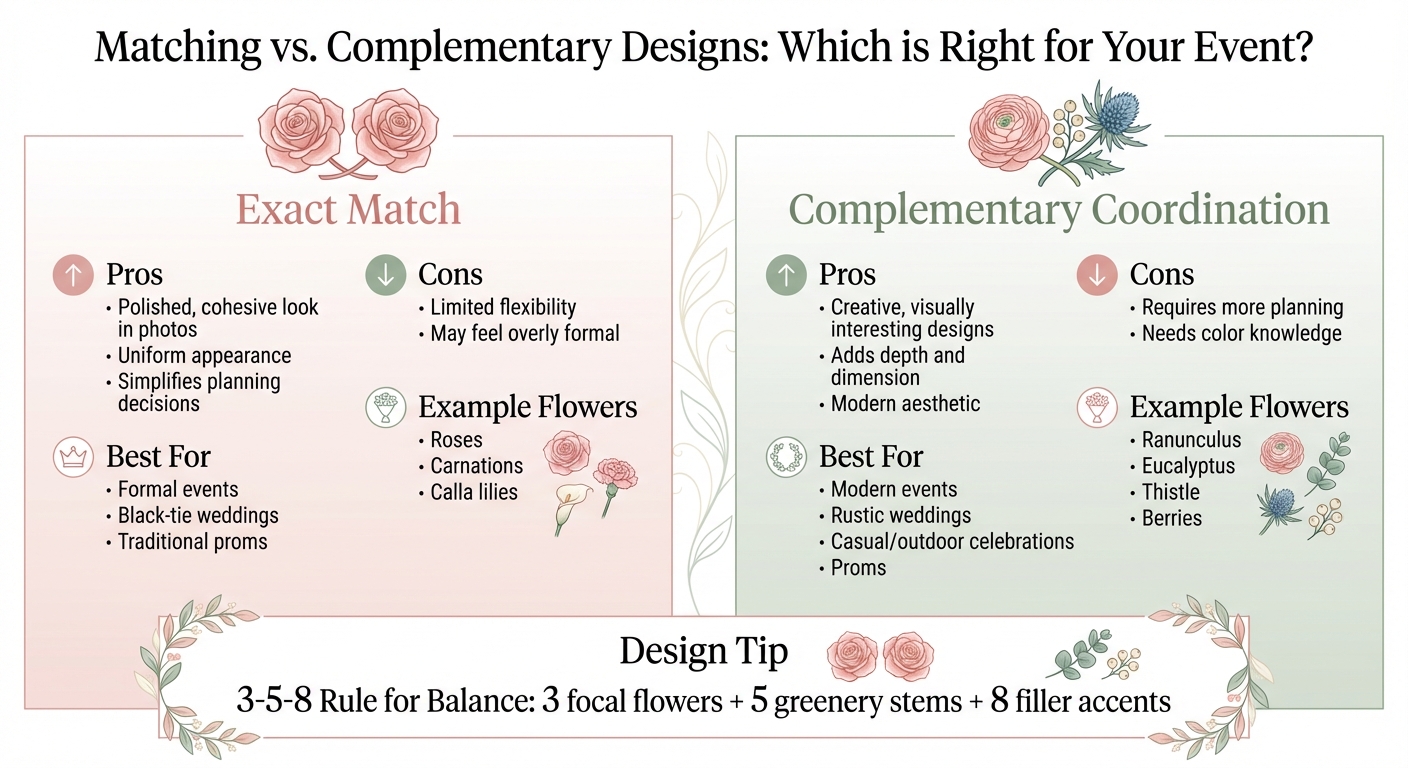 Matching vs Complementary Corsages and Boutonnieres Comparison Guide