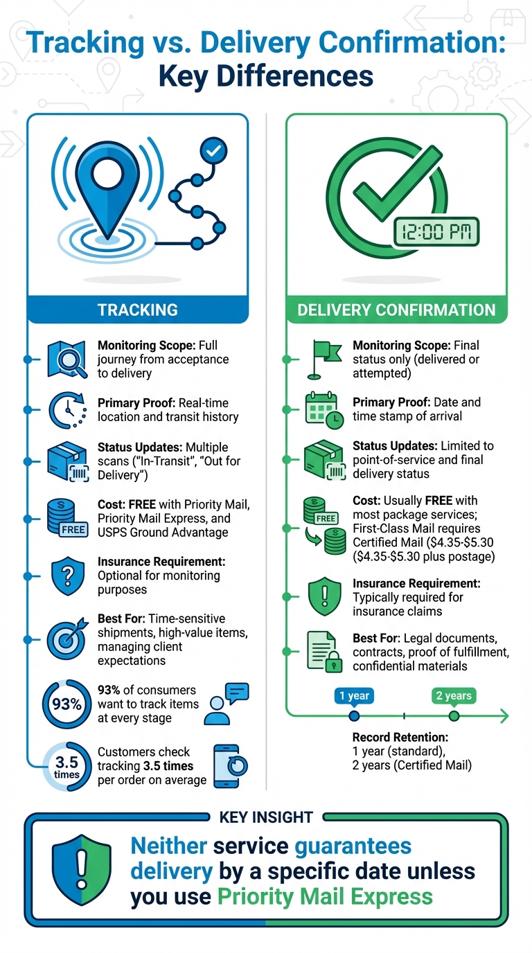 Tracking vs Delivery Confirmation: Key Differences Comparison Chart