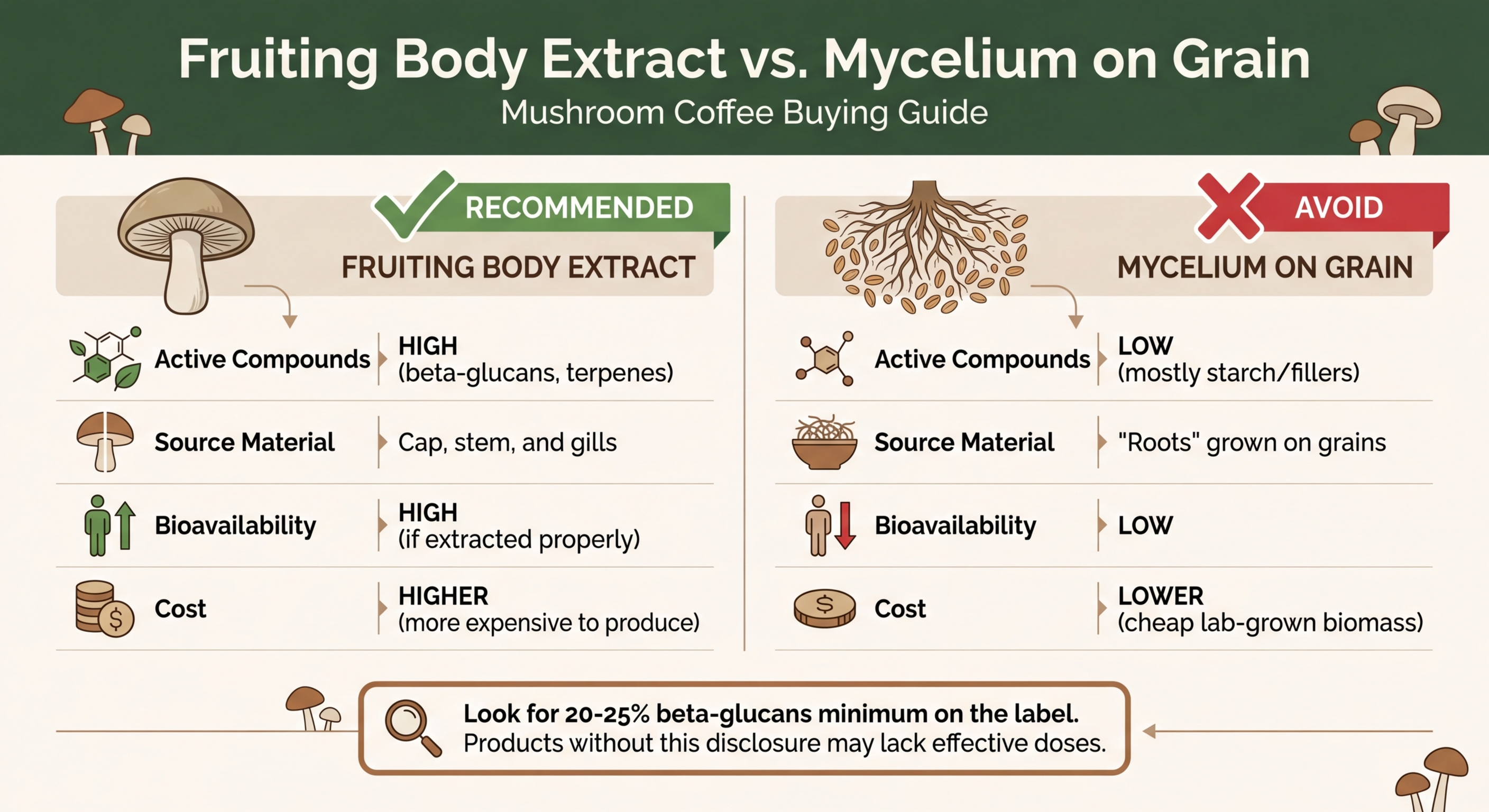 Fruiting Body vs Mycelium Mushroom Extract Comparison