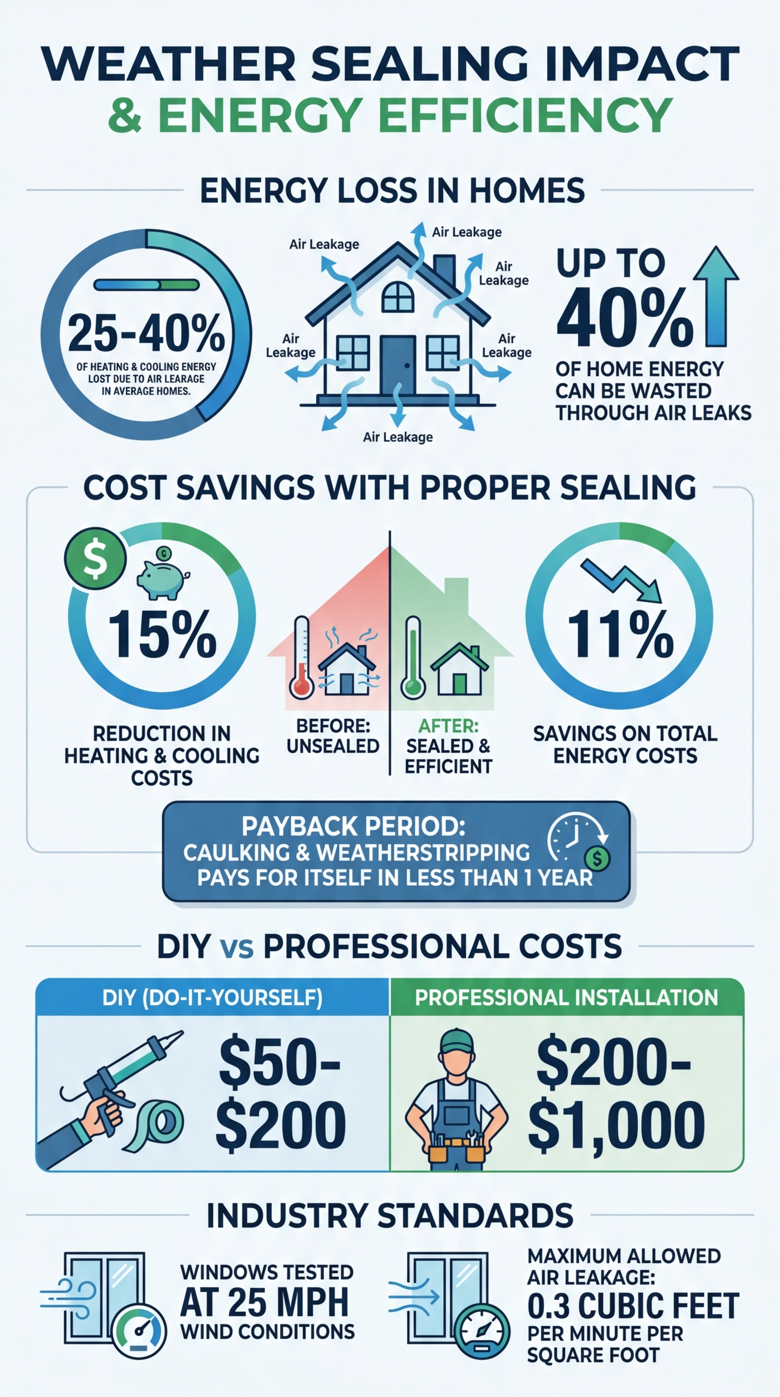 Weather Sealing Energy Savings and Air Infiltration Statistics