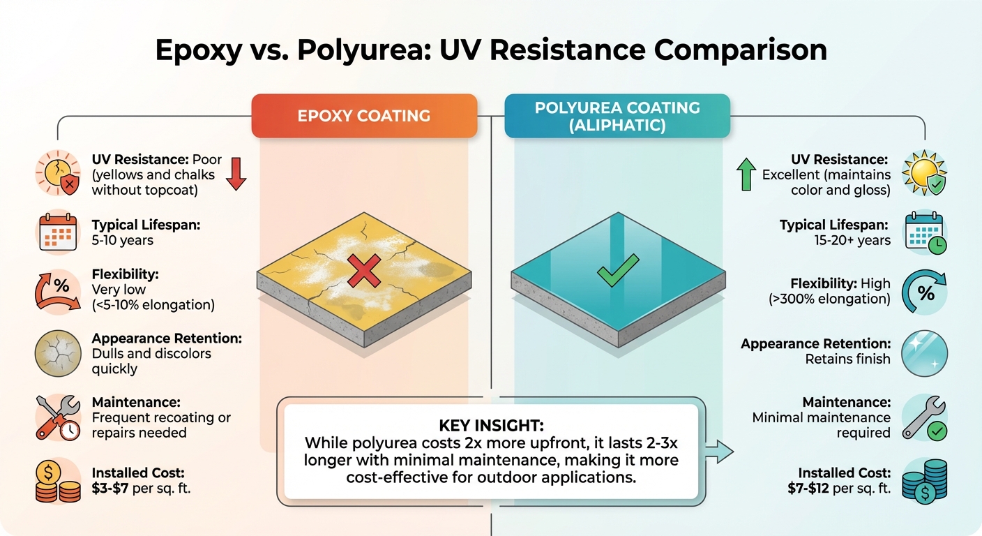 Epoxy vs Polyurea Concrete Coatings: UV Resistance Comparison