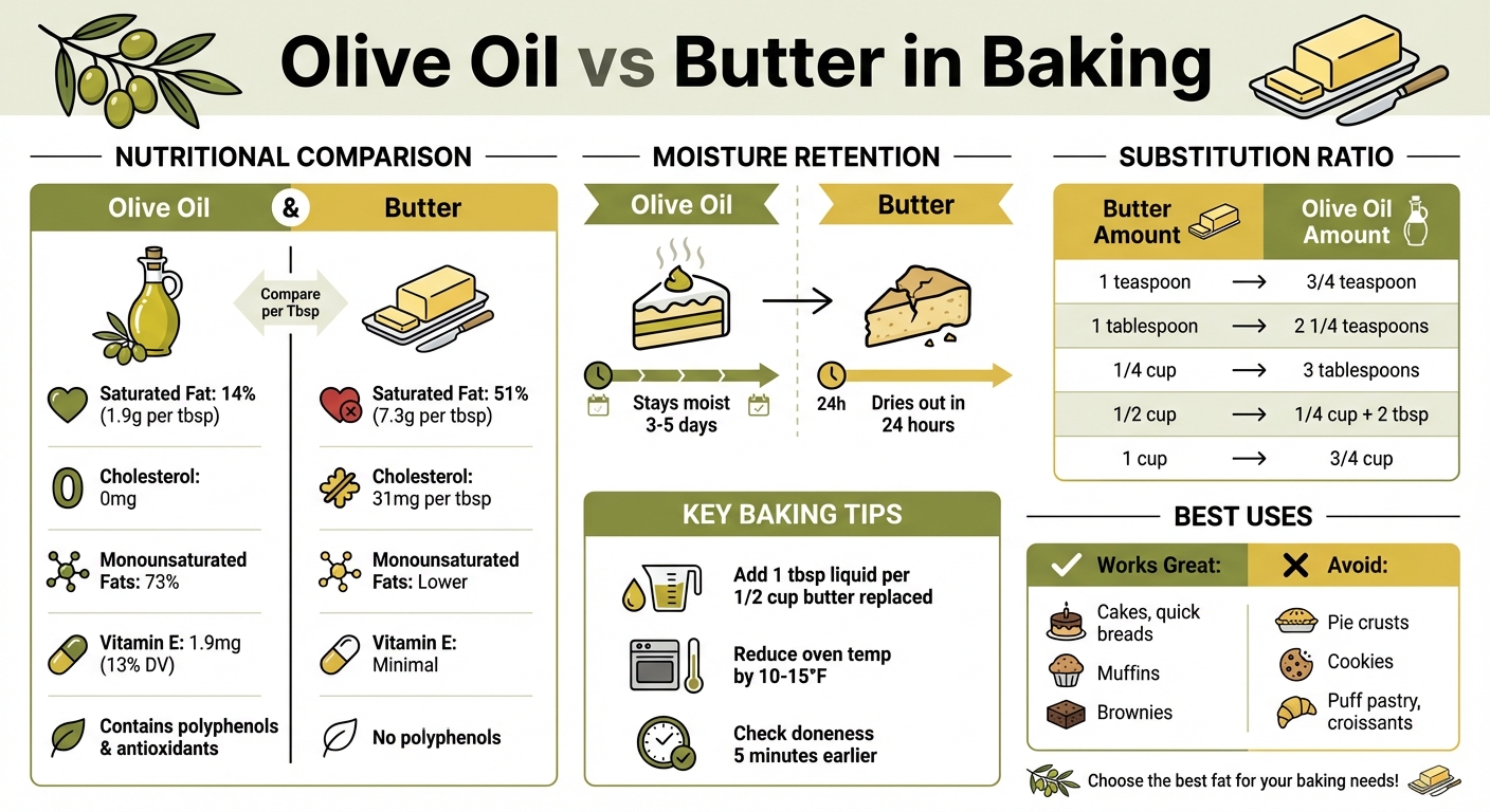 Olive Oil vs Butter in Baking: Nutritional Comparison and Substitution Guide