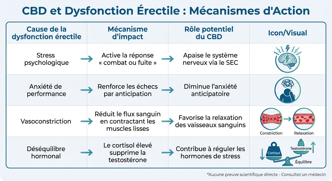 Comment le CBD agit sur les causes de la dysfonction érectile