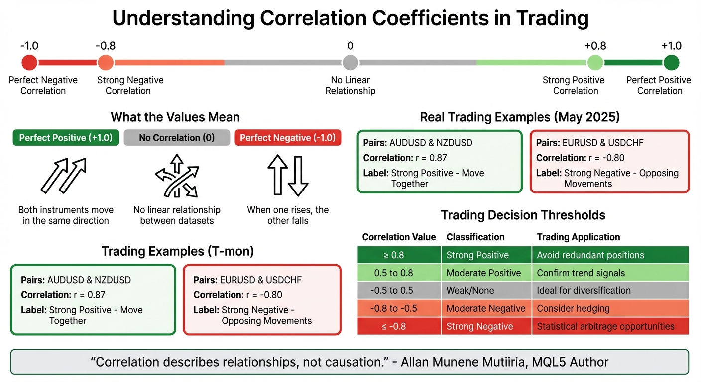 Understanding Correlation Coefficients: Values, Meanings, and Trading Applications