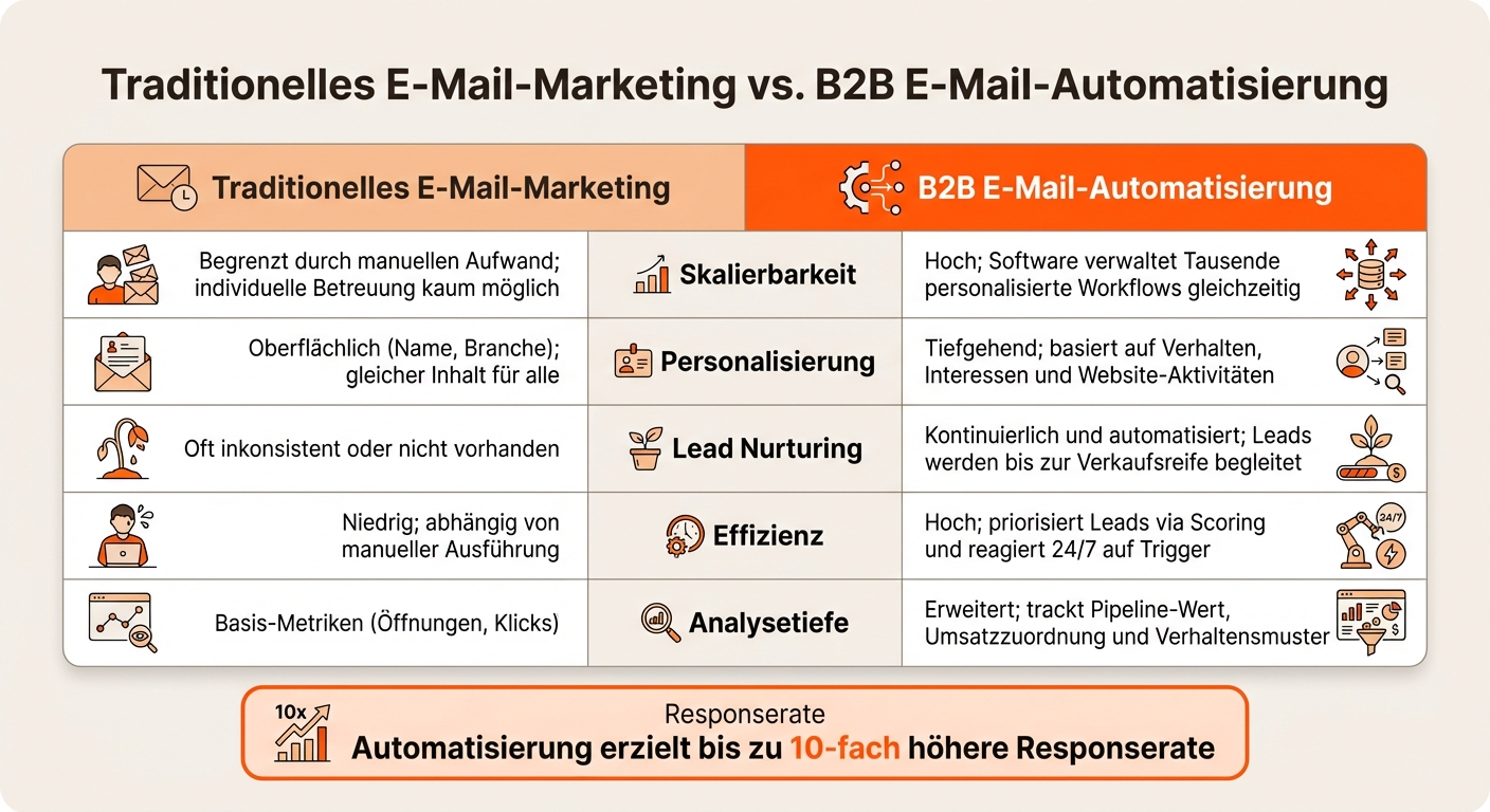 Traditionelles E-Mail-Marketing vs. B2B E-Mail-Automatisierung im Vergleich