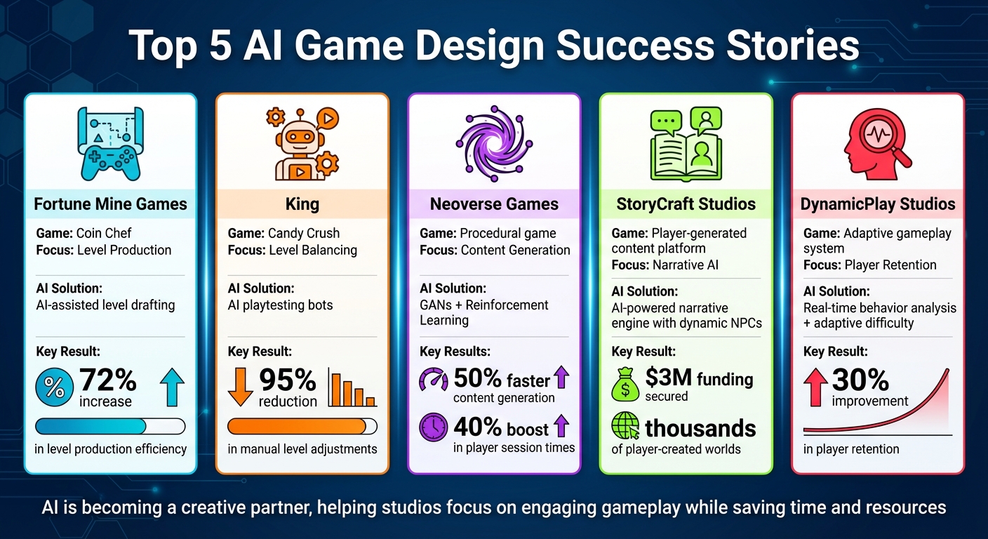 AI Game Design Success Stories: 5 Studios' Results Comparison