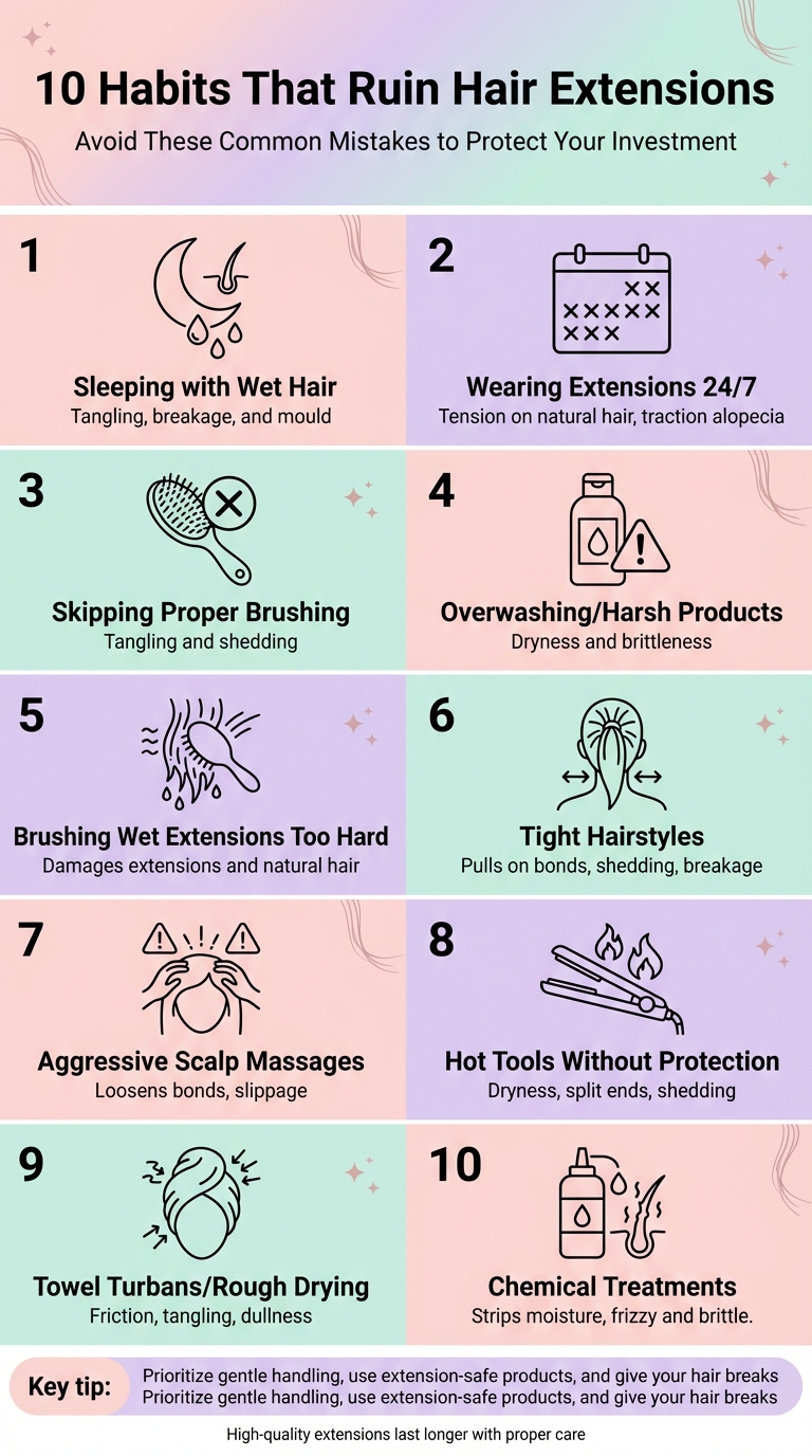 10 Common Habits That Damage Hair Extensions