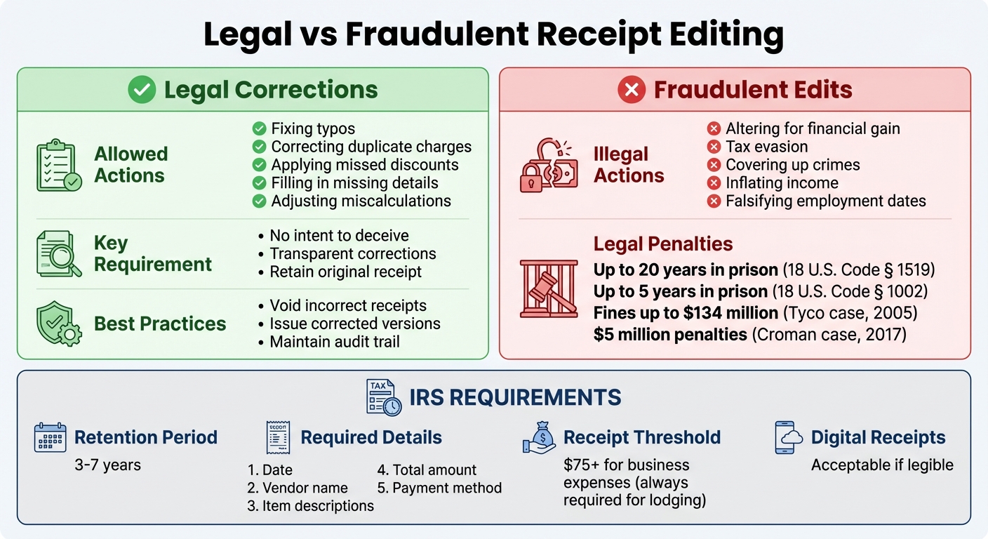 Legal vs Fraudulent Receipt Editing: Key Differences and Penalties