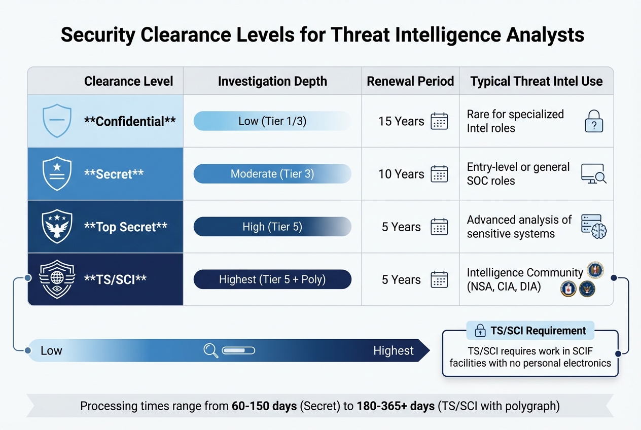 Security Clearance Levels Comparison for Threat Intelligence Analysts