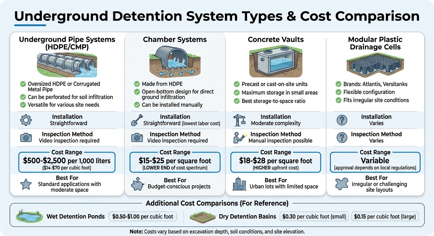 Underground Detention System Types and Costs Comparison