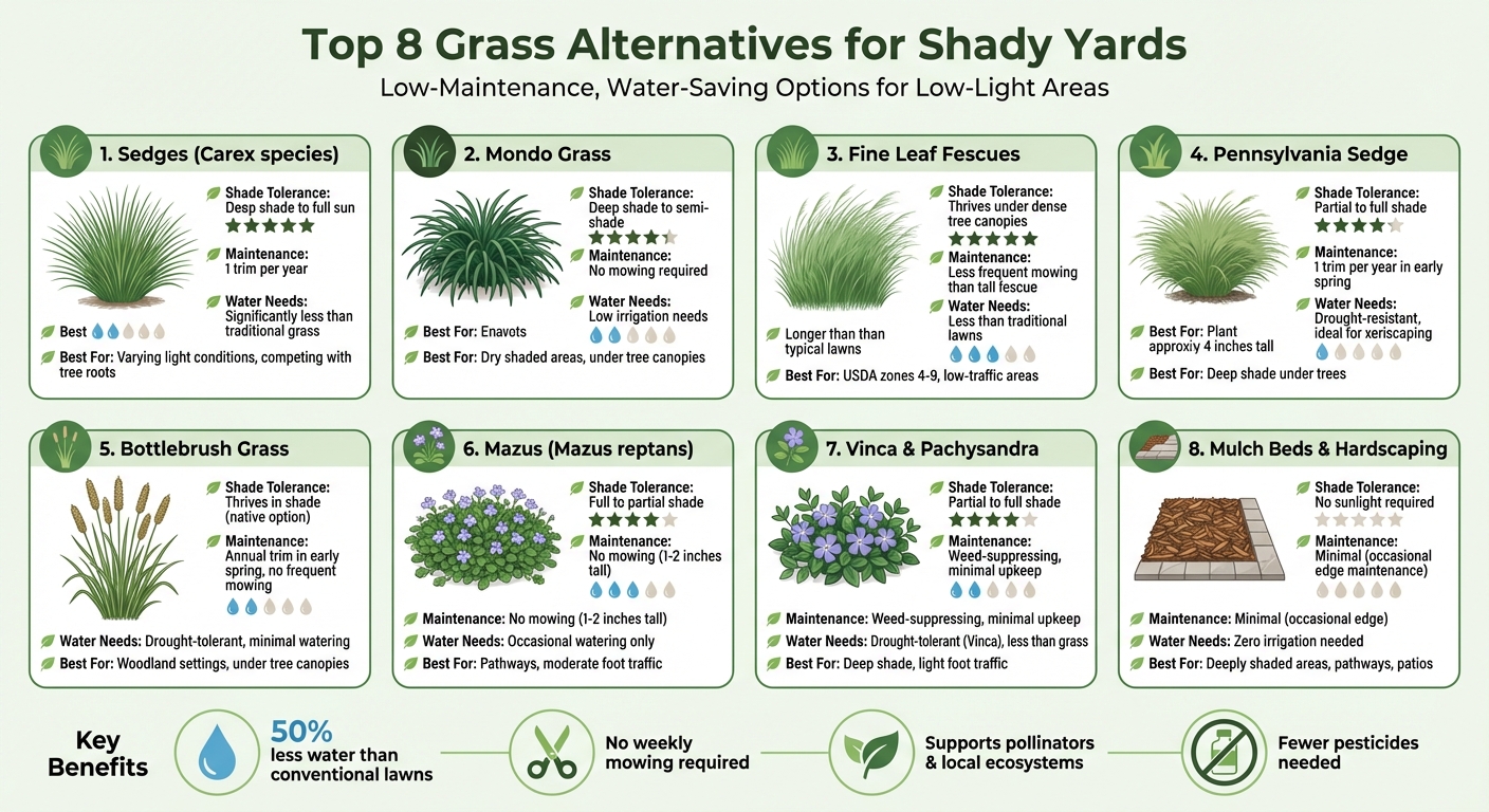8 Shade-Tolerant Grass Alternatives Comparison Chart