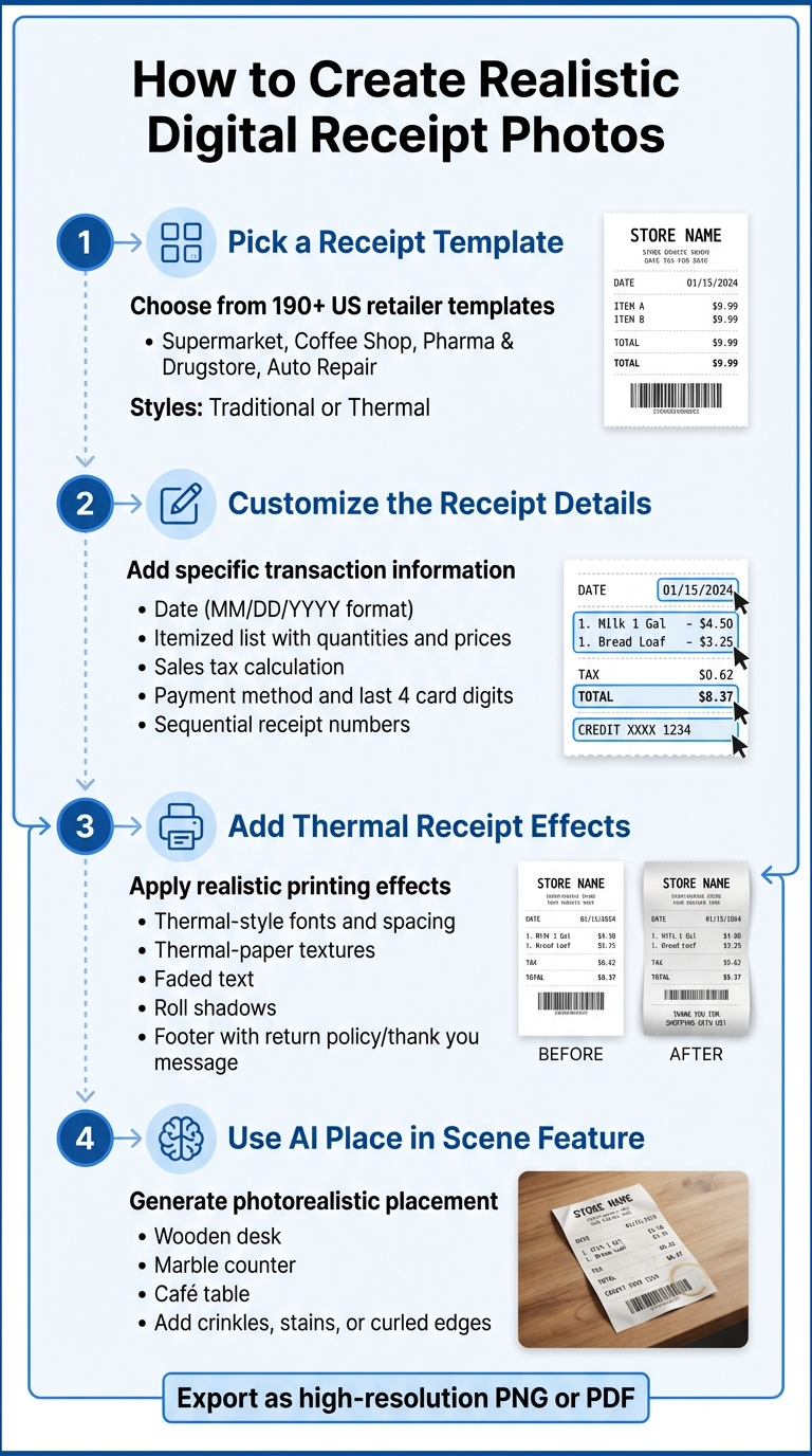 4-Step Process to Create Realistic Digital Receipt Photos