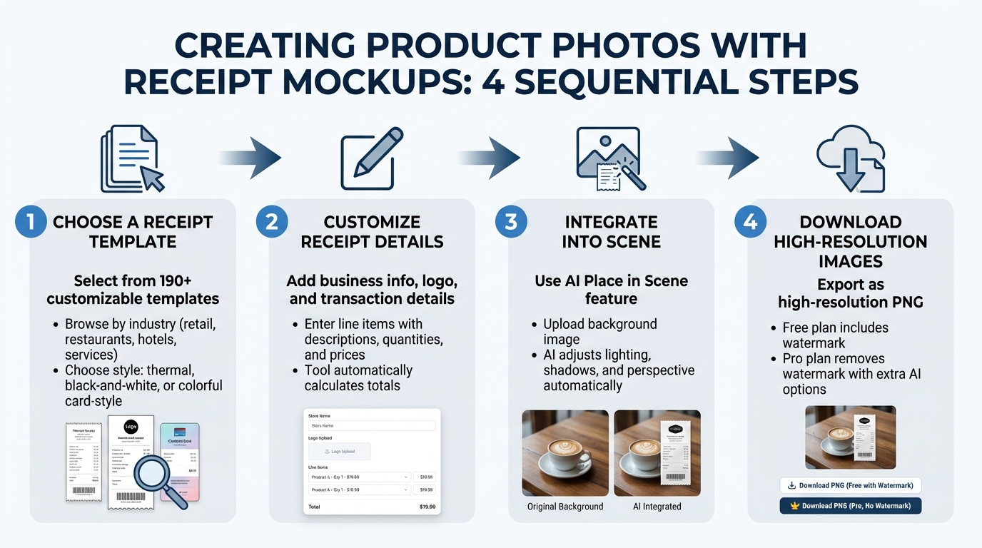 4-Step Process to Create Product Photos with Receipt Mockups