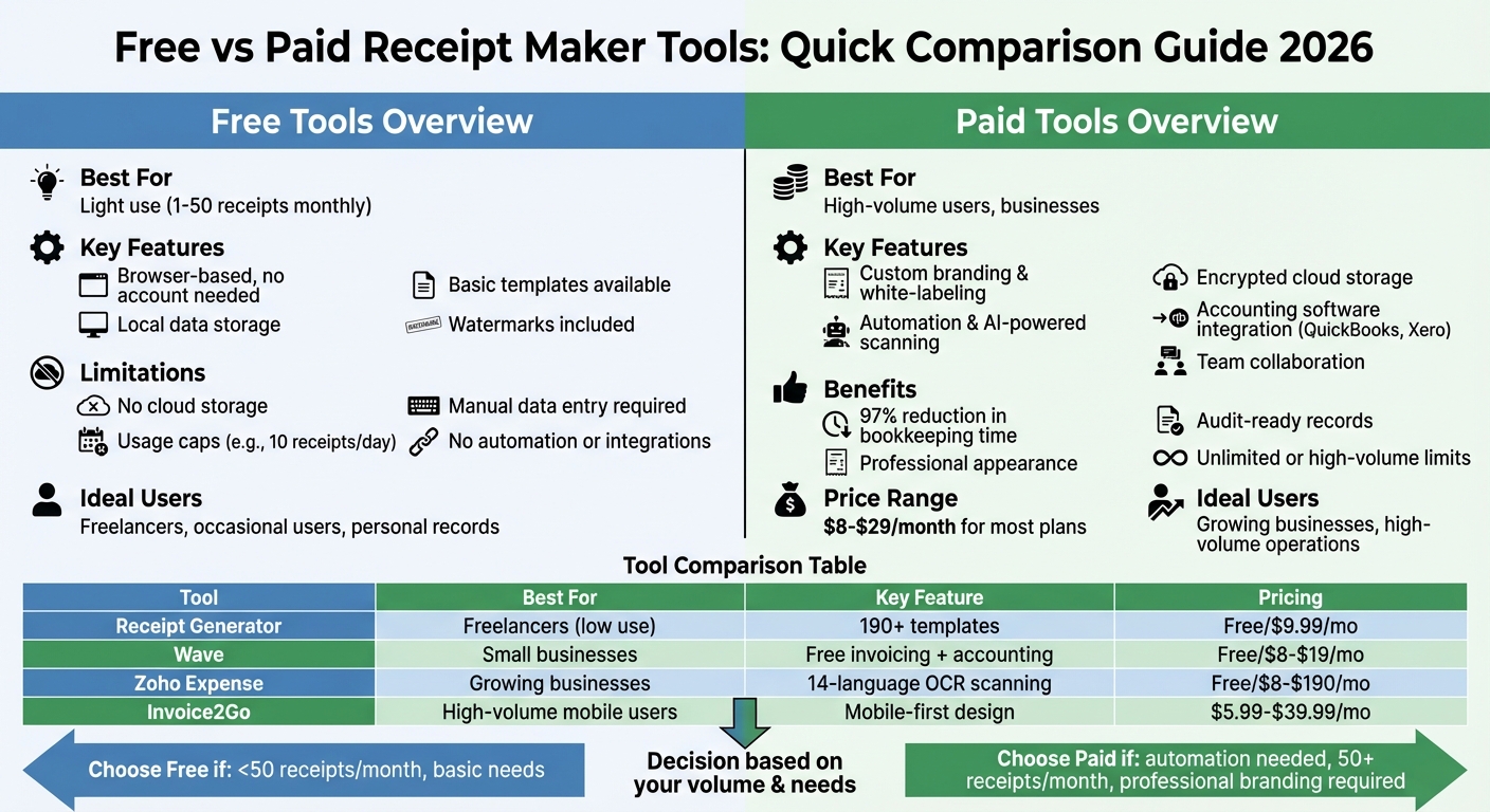 Free vs Paid Receipt Maker Tools Comparison 2026