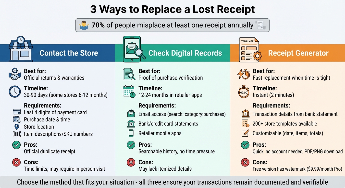 3 Methods to Replace Lost Receipts: Comparison Guide
