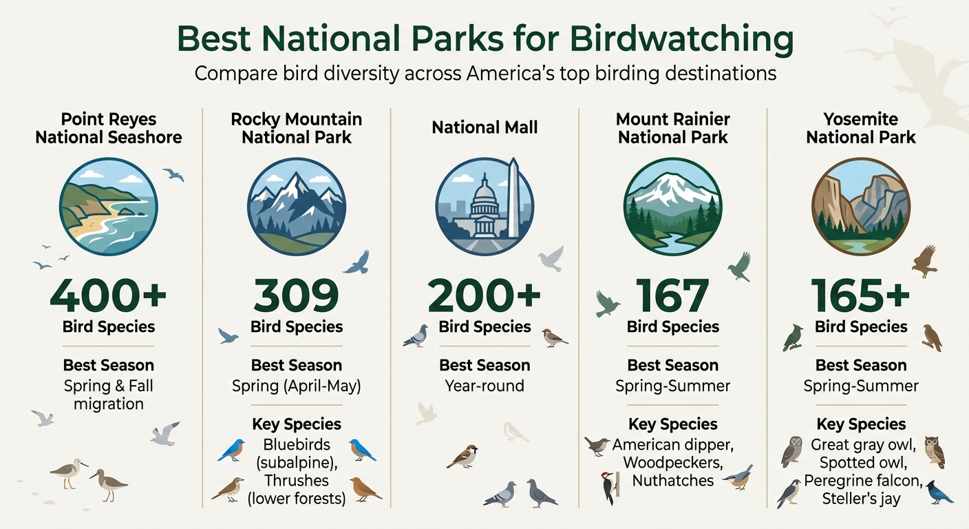Top 5 National Parks for Birdwatching: Species Count and Best Seasons