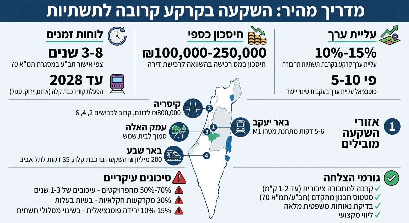 מדריך השקעה בקרקע קרובה לתשתיות - נתונים ועובדות מרכזיות