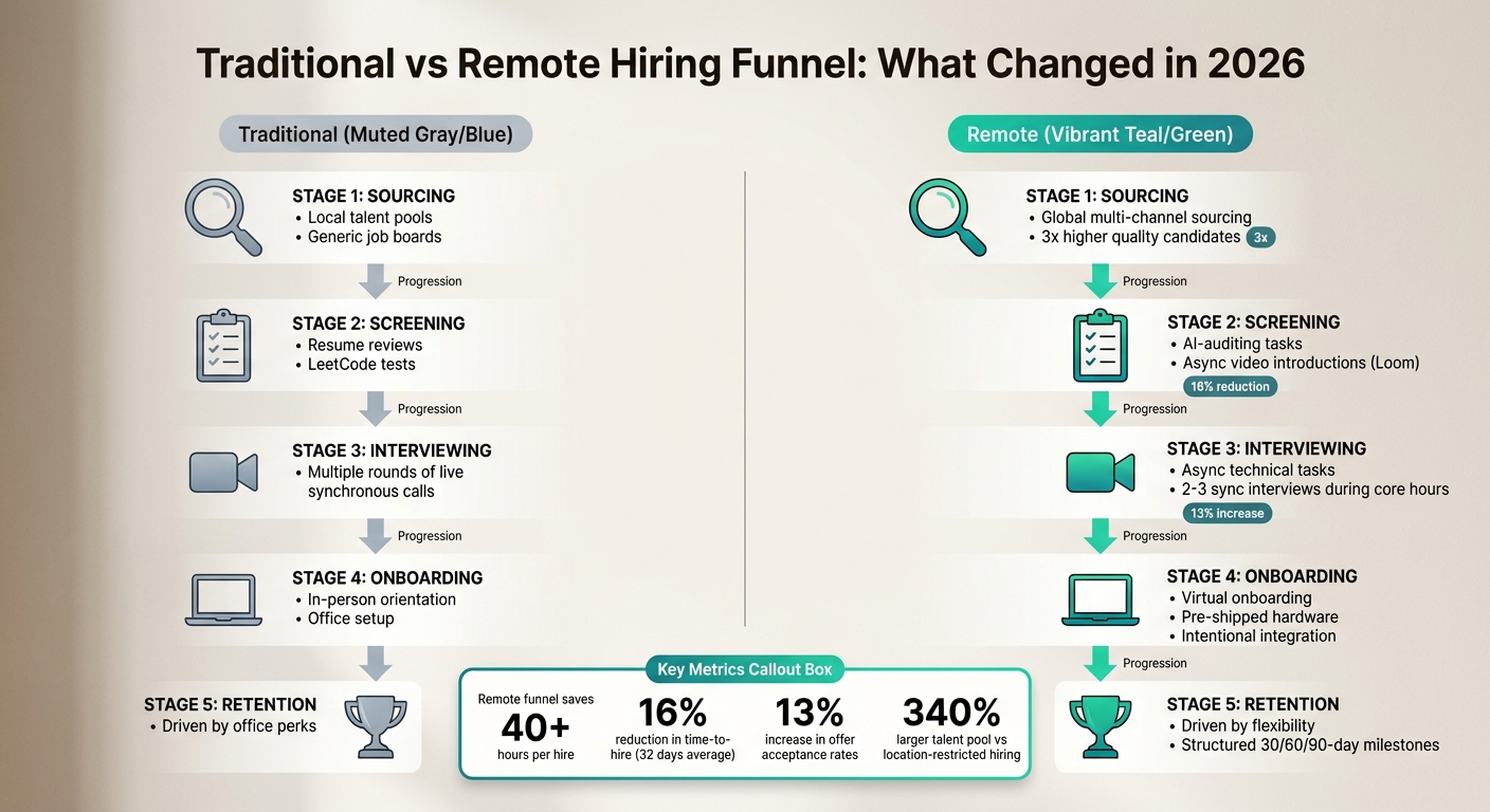 Traditional vs Remote Developer Hiring Funnel Comparison 2026