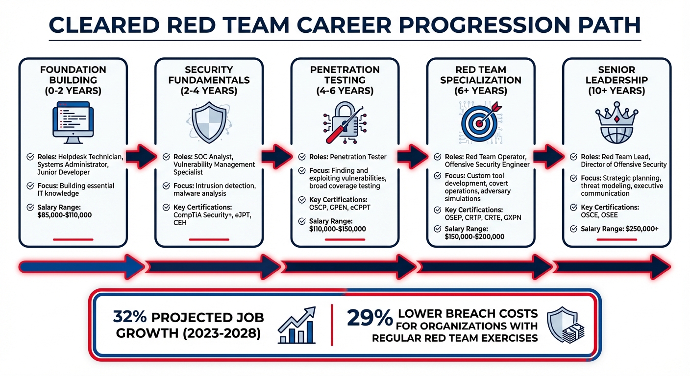 Cleared Red Team Career Path: Timeline from Entry to Leadership