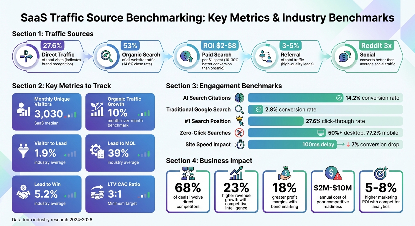 SaaS Traffic Source Benchmarking: Key Metrics and Industry Benchmarks