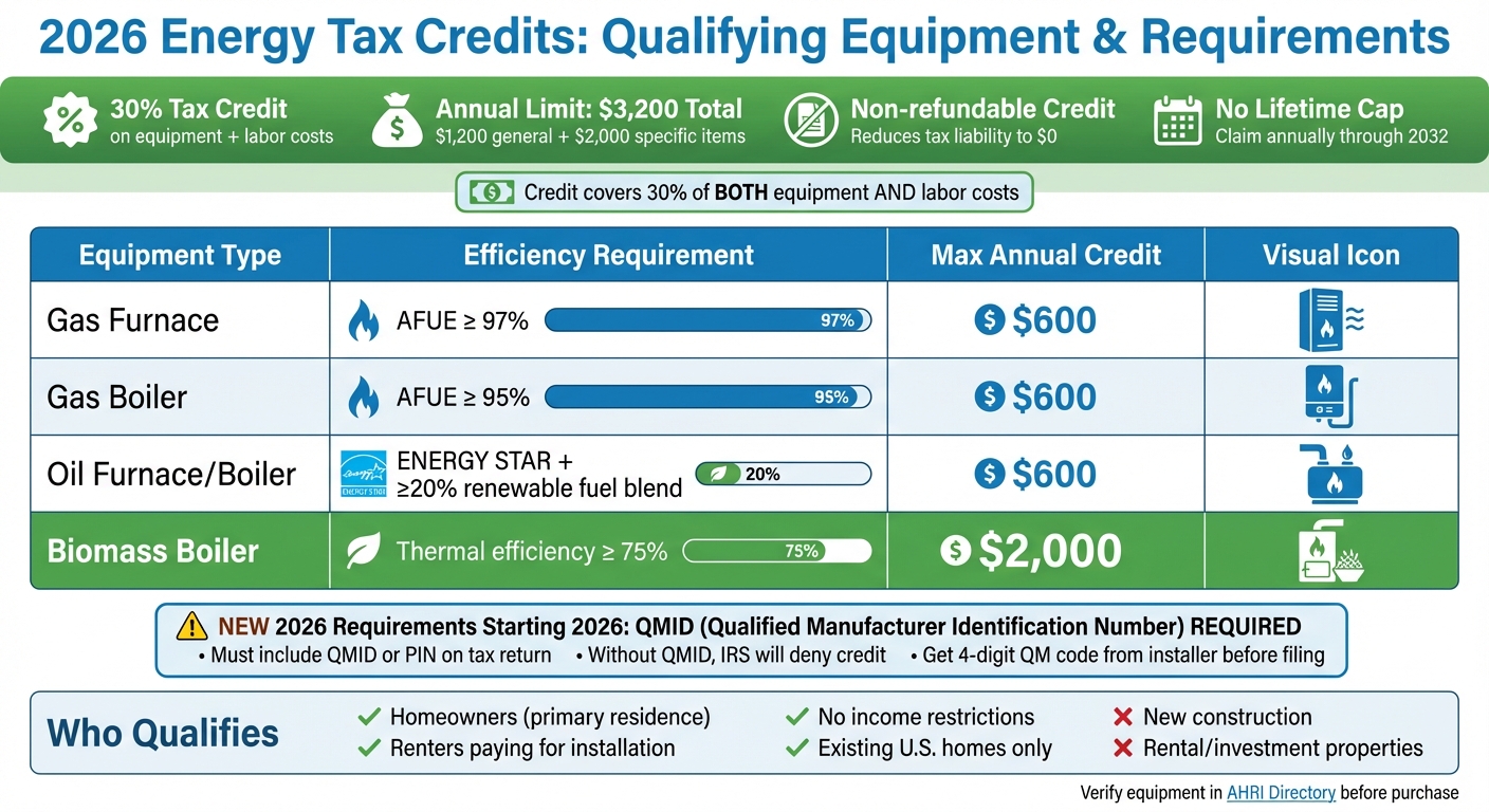 2026 Energy Tax Credits for Furnaces and Boilers Comparison Chart