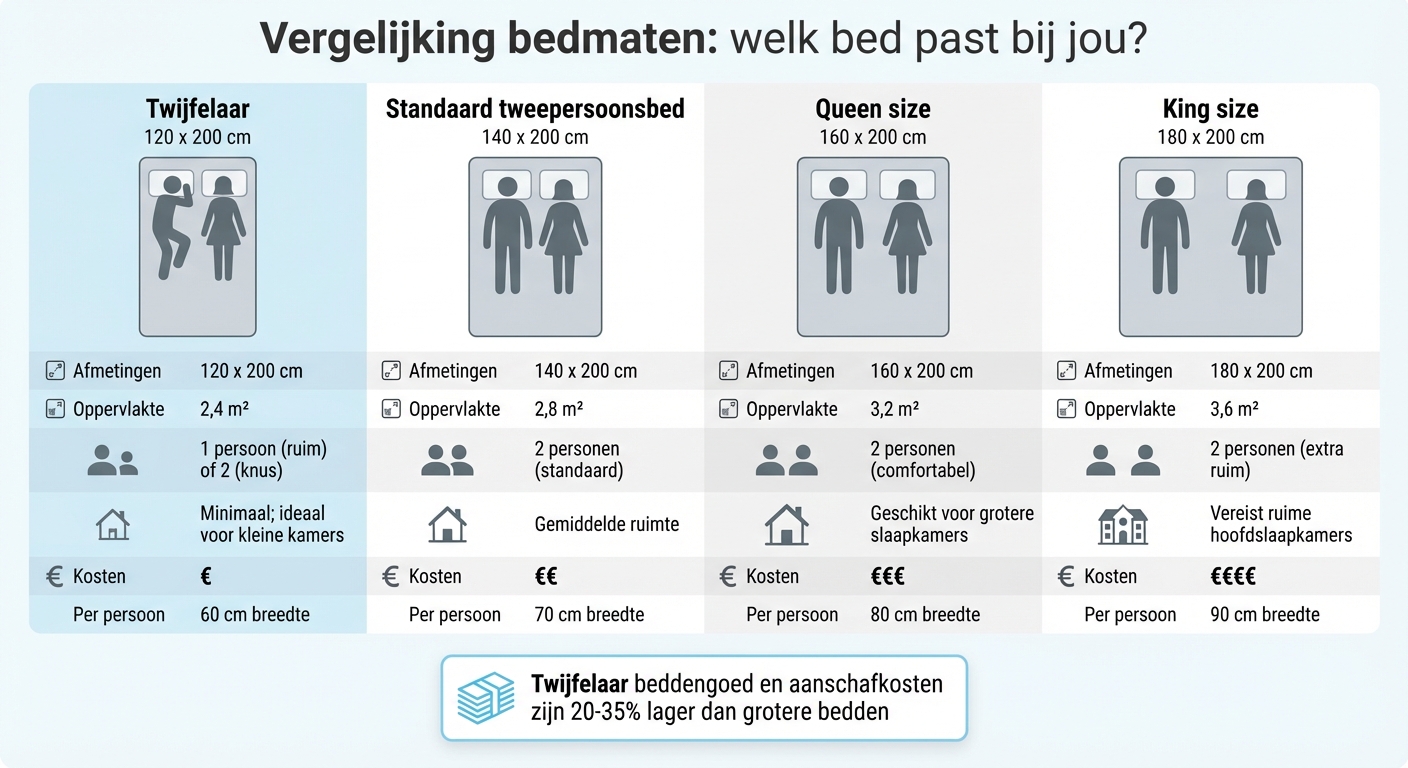 Vergelijking bedmaten: twijfelaar vs tweepersoonsbedden