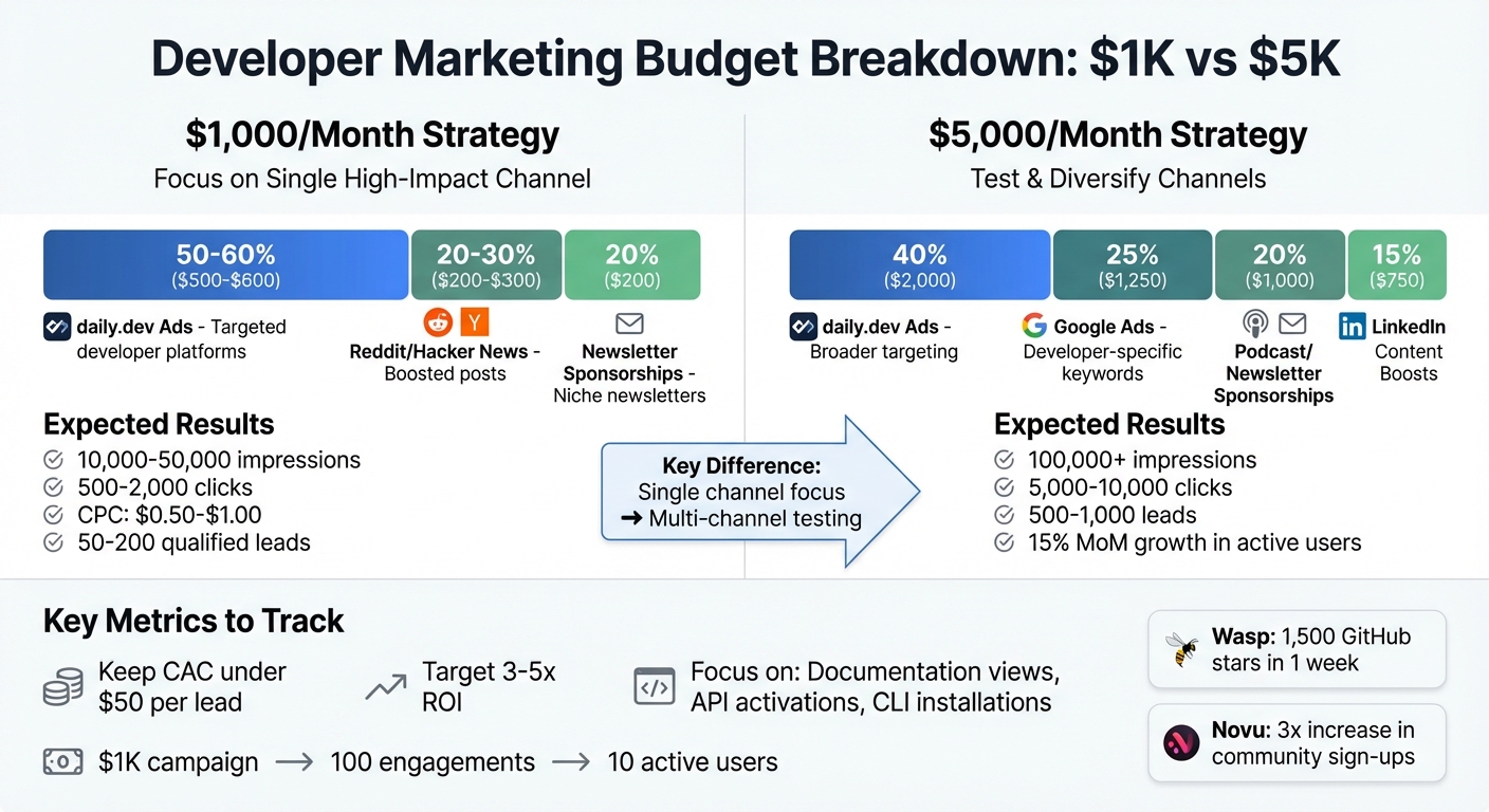 Developer Marketing Budget Allocation Guide: $1K vs $5K Monthly Spend