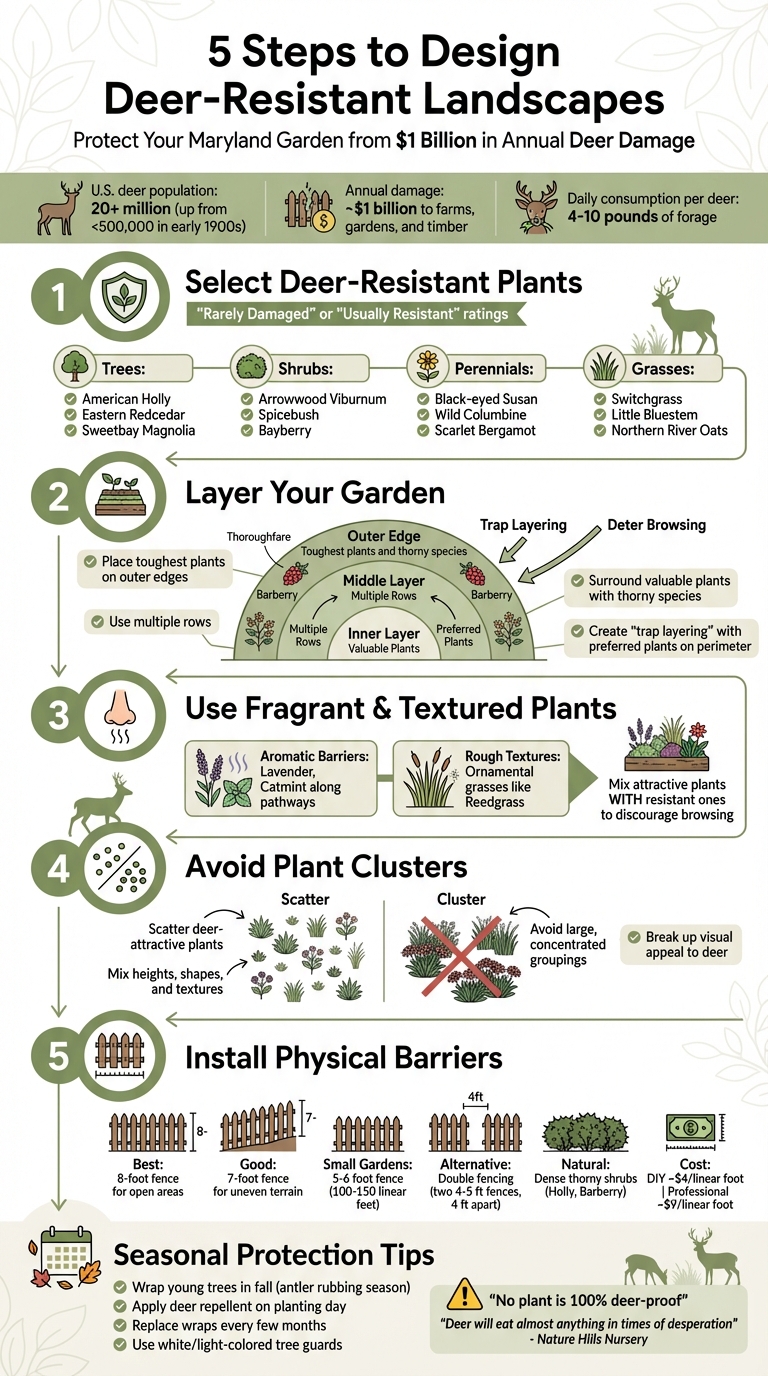5 Steps to Design Deer-Resistant Landscapes in Maryland