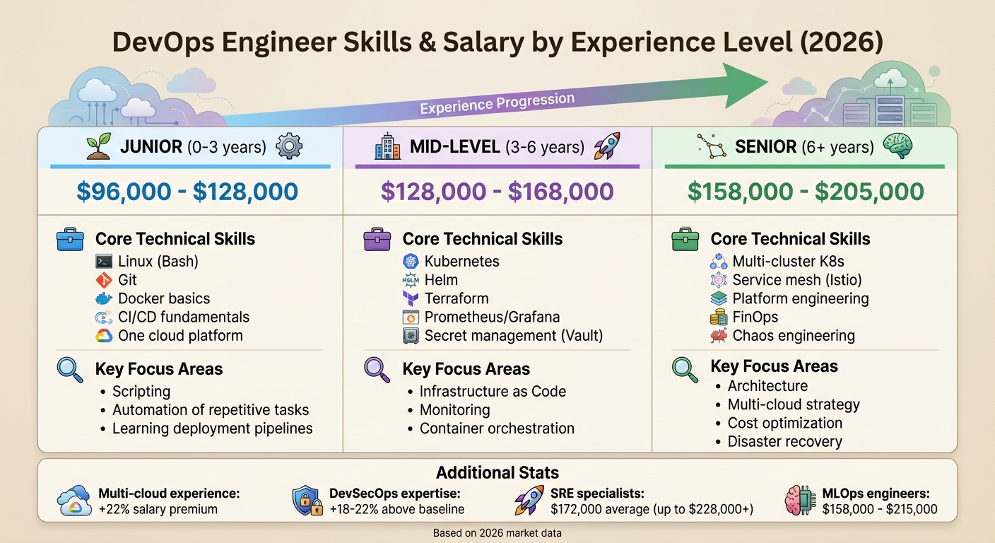 DevOps Engineer Skills and Salary by Experience Level 2026