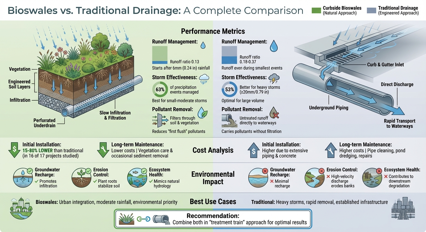 Bioswales vs Traditional Drainage Systems: Performance and Cost Comparison