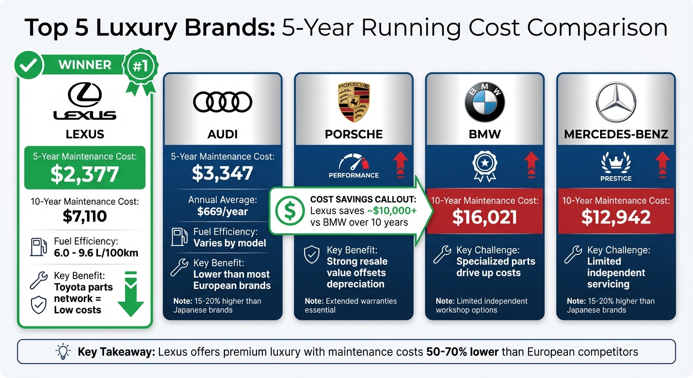 5-Year Running Costs Comparison: Top Luxury Car Brands