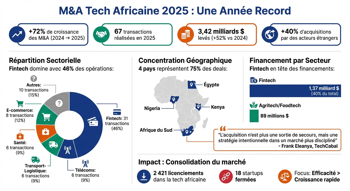 M&A Tech Africaine 2025 : Statistiques Clés et Répartition Sectorielle