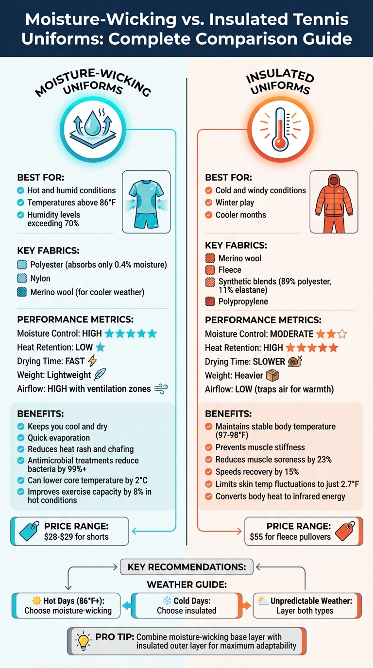 Moisture-Wicking vs Insulated Tennis Uniforms Comparison Chart