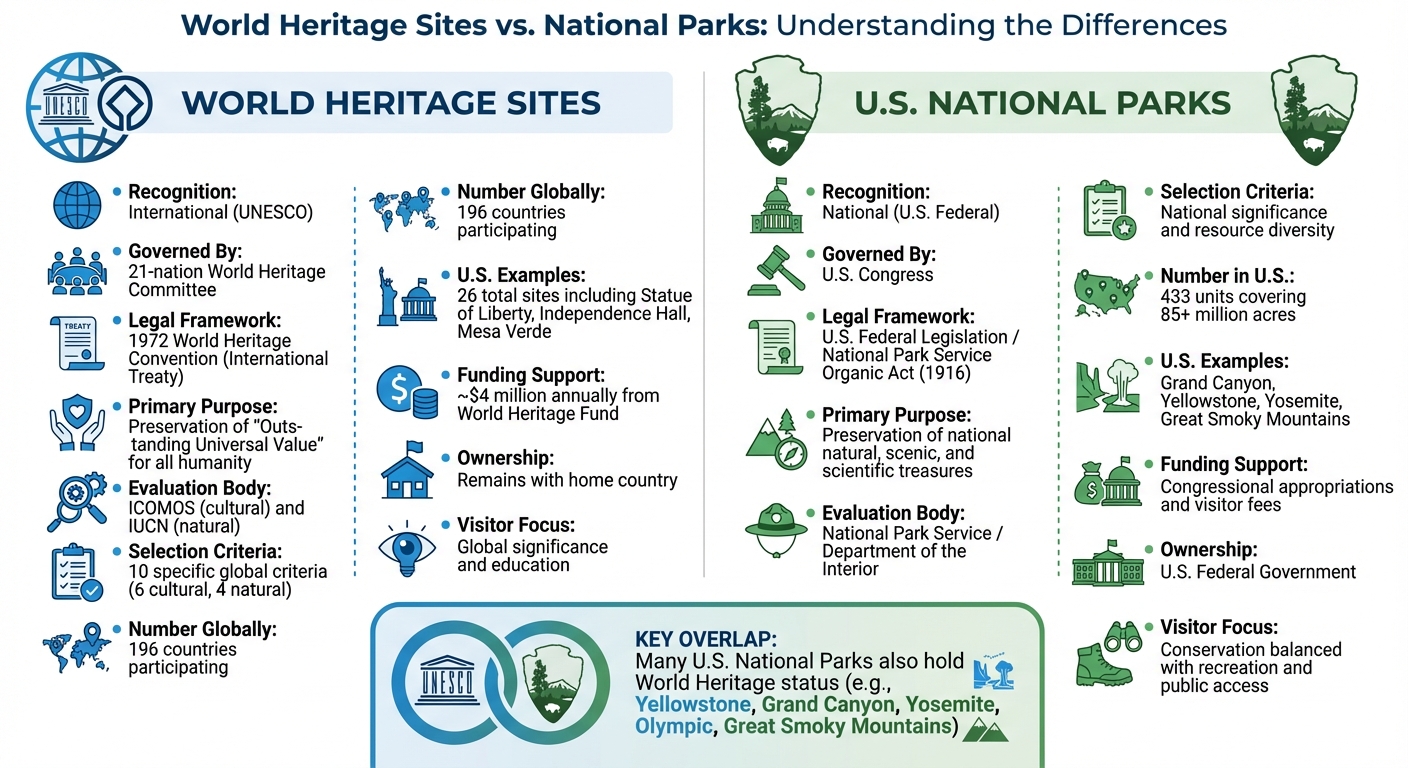 World Heritage Sites vs National Parks: Key Differences Comparison Chart