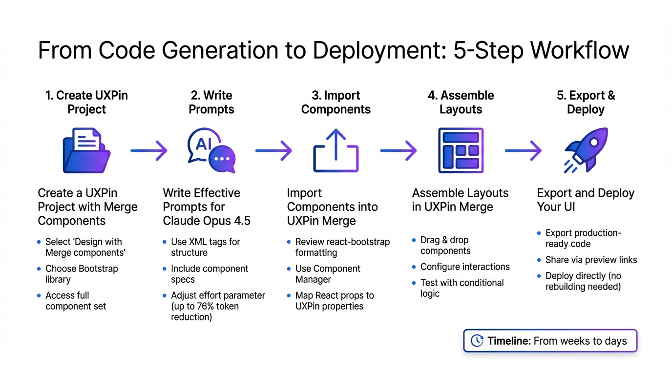 5-Step Workflow for Building UI with Claude Opus 4.5, Bootstrap, and UXPin Merge