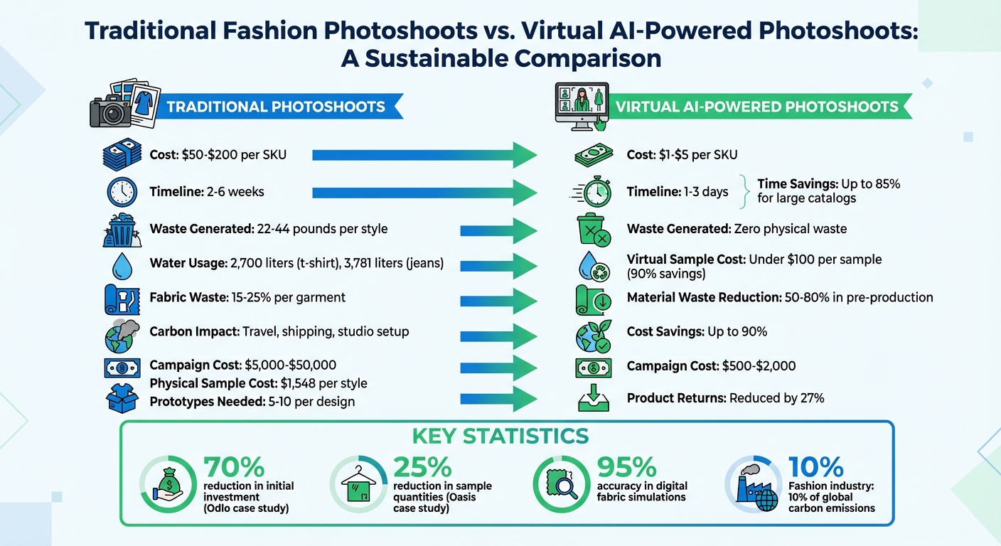 Traditional vs Virtual Fashion Photoshoots: Cost, Time and Waste Comparison