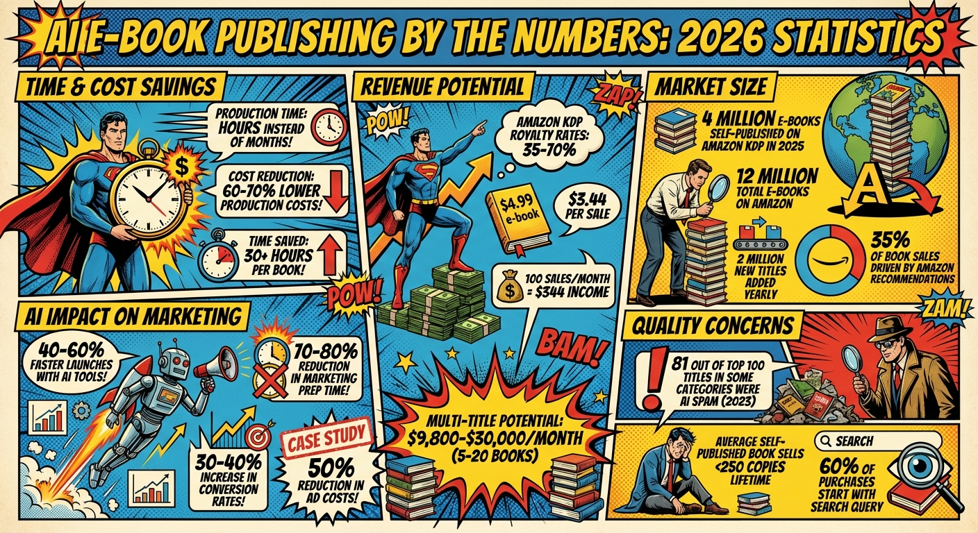 AI E-Book Publishing Statistics: Time Savings, Costs, and Revenue Potential in 2026