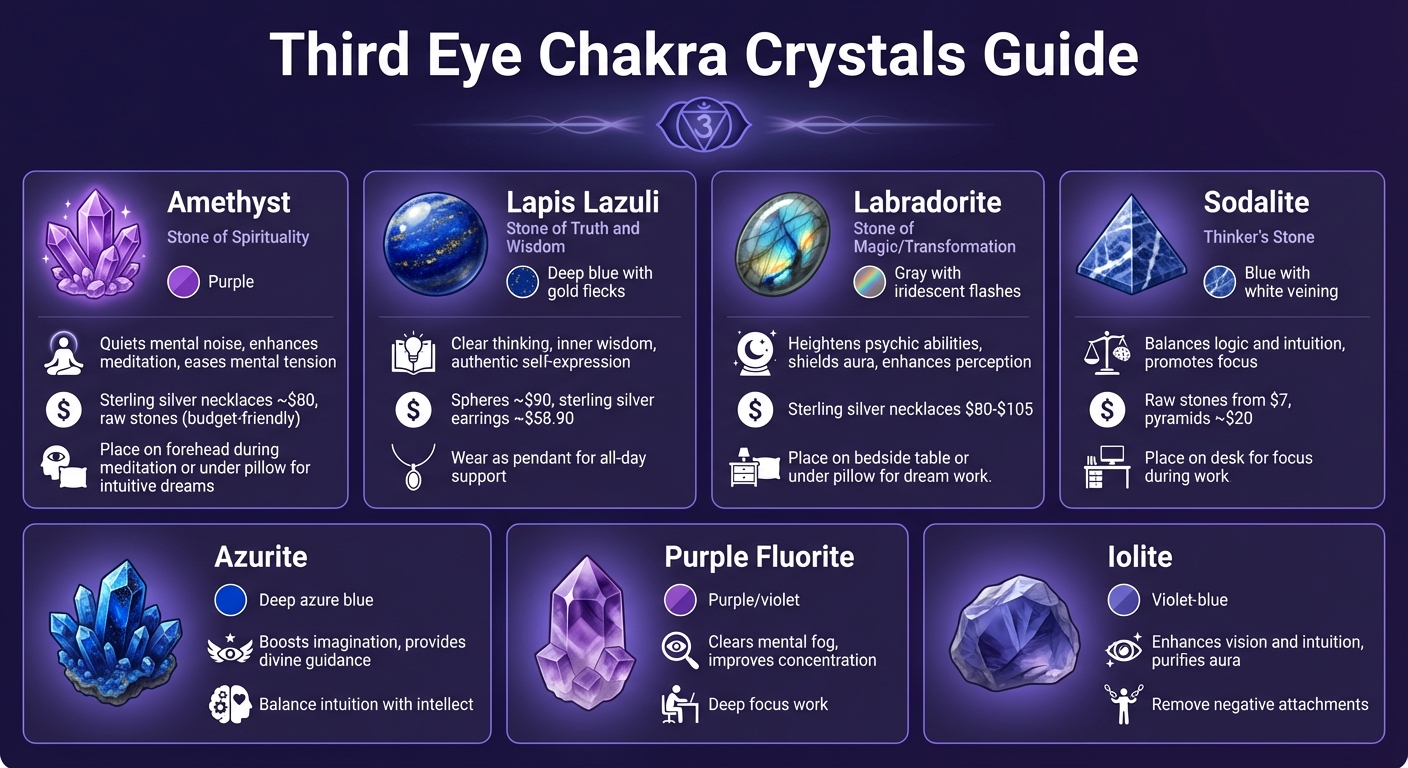Third Eye Chakra Crystals: Properties, Uses, and Placement Guide
