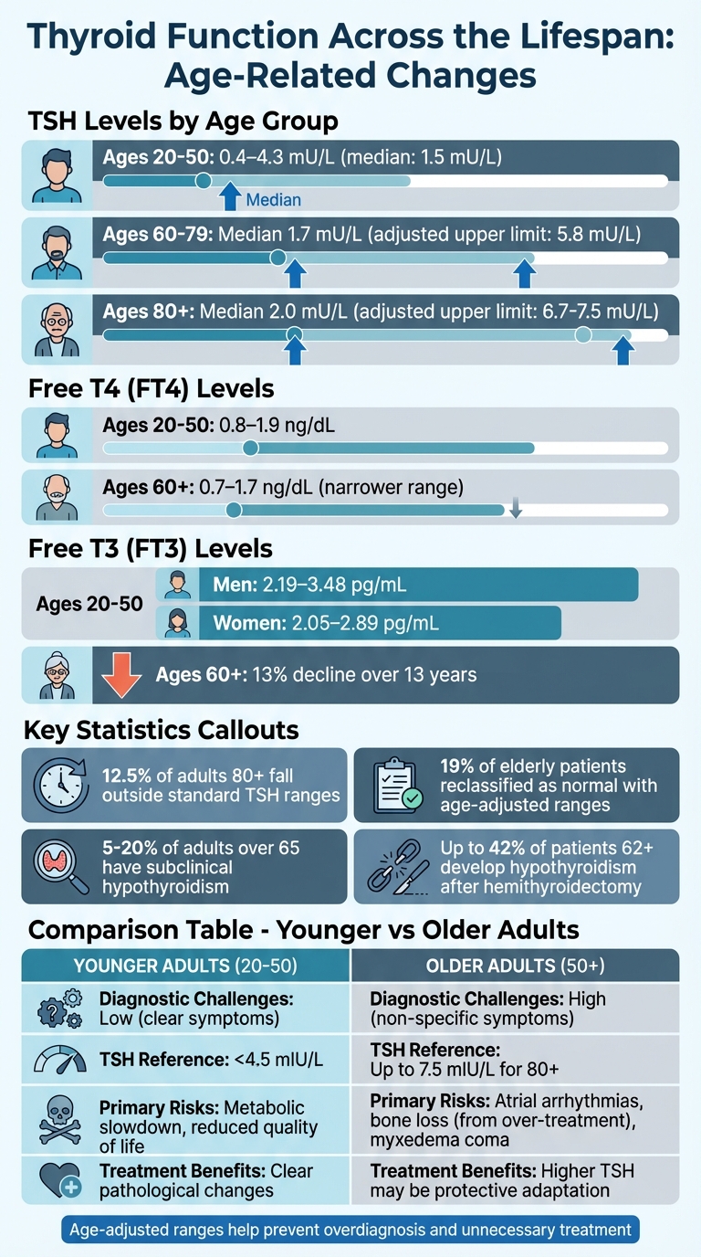 Thyroid Function Changes by Age: TSH, T3, and T4 Reference Ranges
