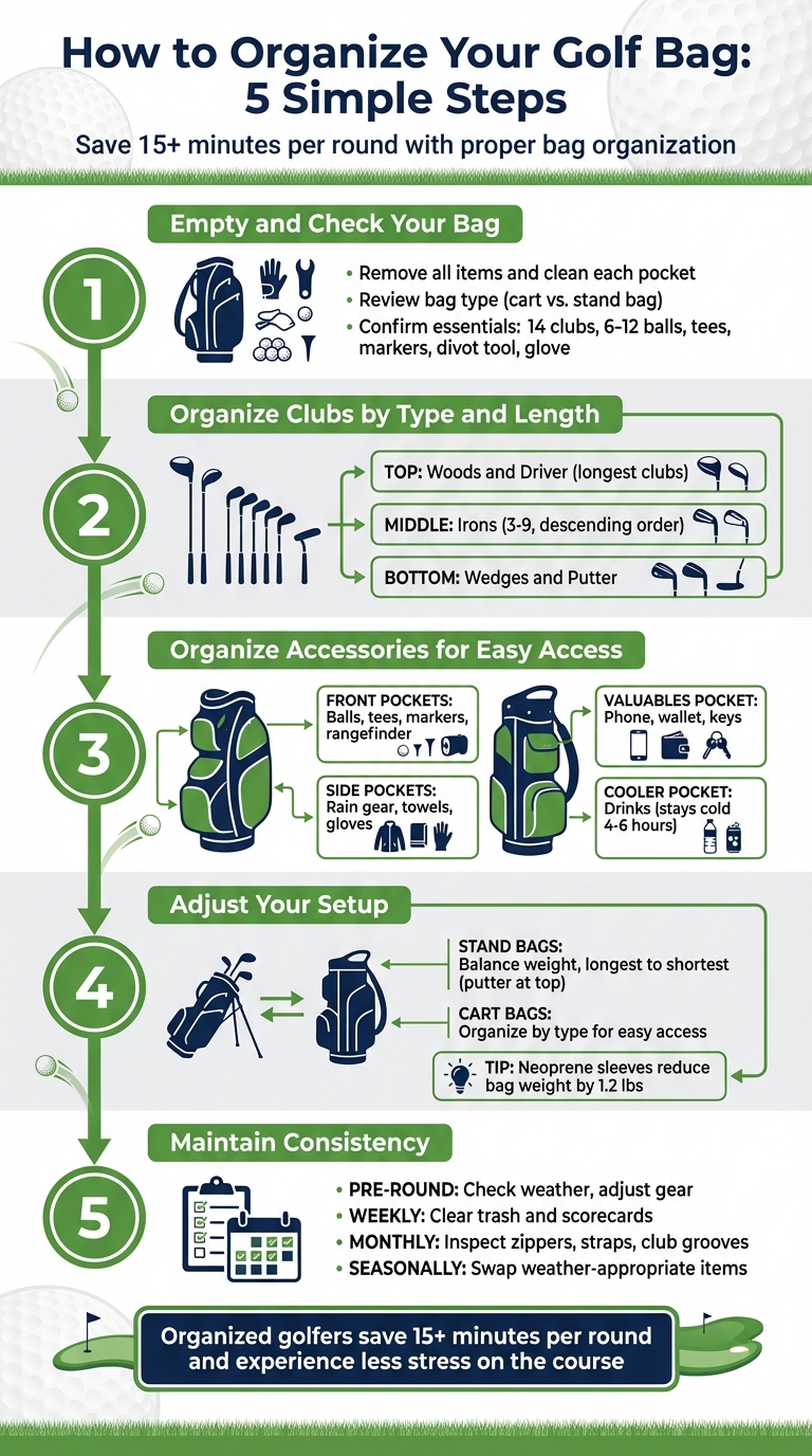 5-Step Golf Bag Organization Process for Pre-Round Setup