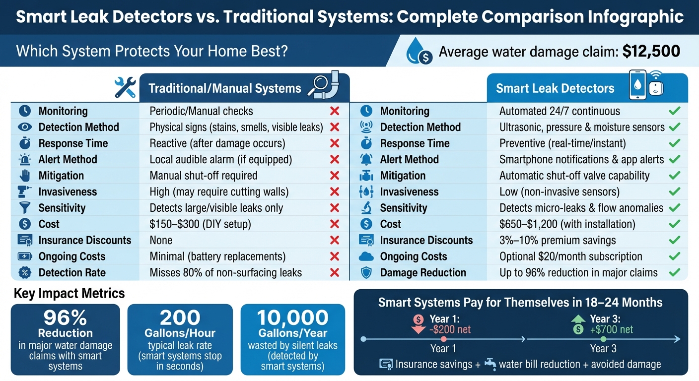 Smart Leak Detectors vs Traditional Systems Comparison Chart