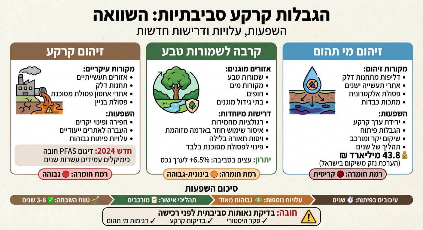 סוגי מגבלות סביבתיות בקרקע והשפעתן על פיתוח נדל