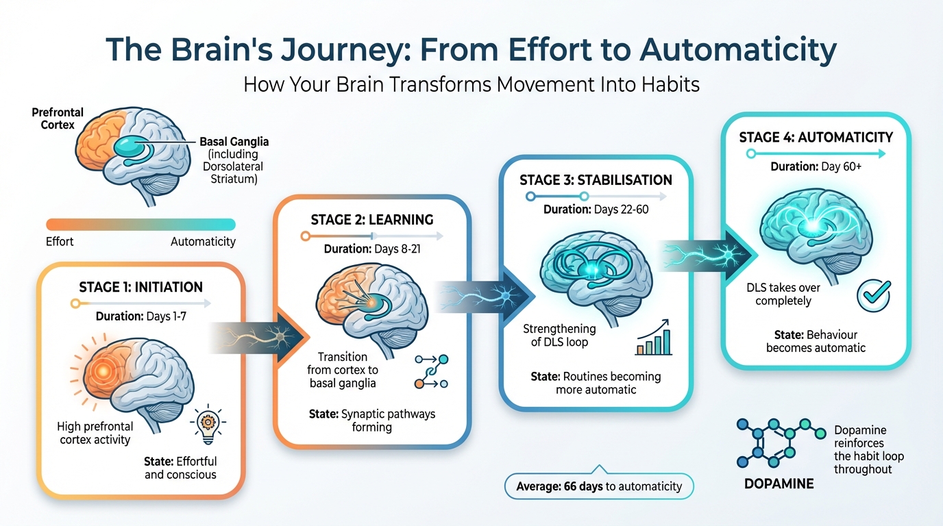 Timeline of Movement Habit Formation: From Conscious Effort to Automaticity