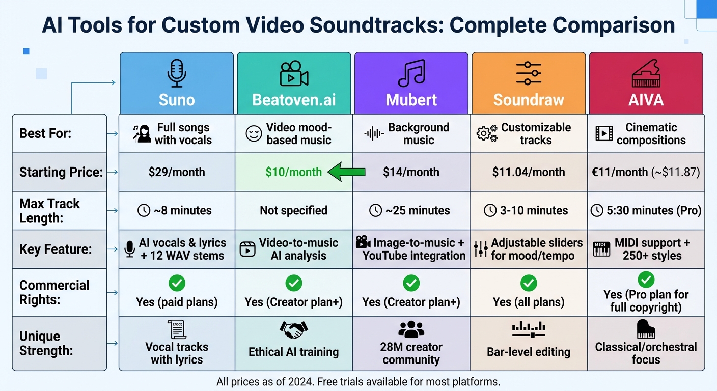 AI Soundtrack Tools Comparison: Features, Pricing, and Best Use Cases