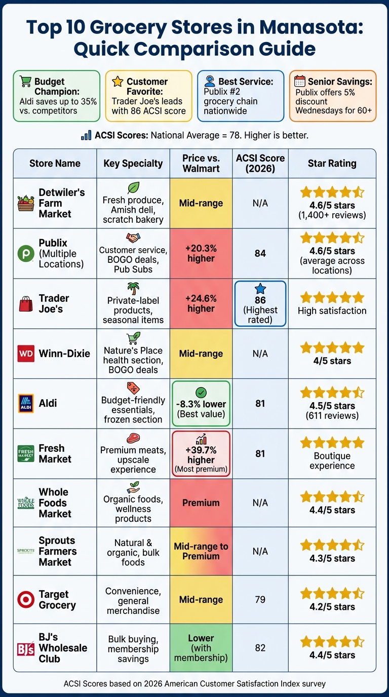 Top 10 Manasota Grocery Stores Comparison: Pricing, Ratings, and Specialties