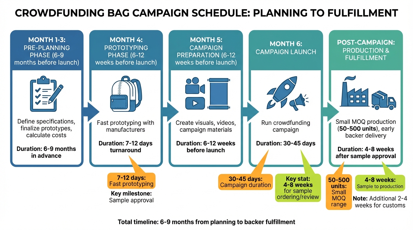 Crowdfunding Bag Campaign Timeline: 6-Month Planning Schedule