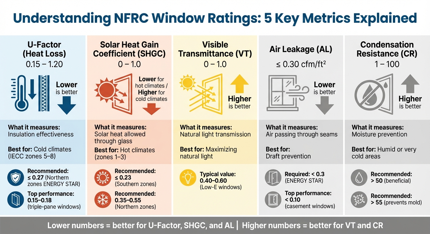 NFRC Window Ratings Guide: Understanding U-Factor, SHGC, VT, AL, and CR Metrics