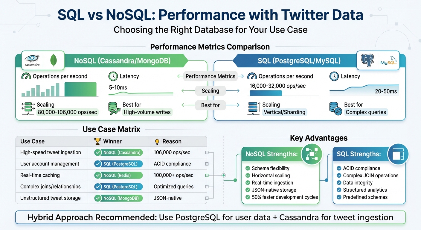 SQL vs NoSQL Database Performance Comparison for Twitter Data