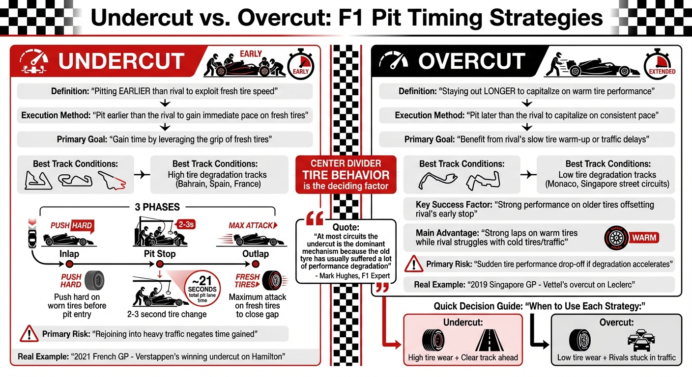 F1 Pit Strategy: Undercut vs Overcut Comparison
